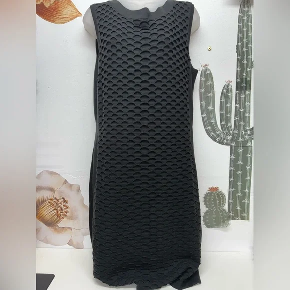 CONNECTED APPAREL Black Textured Sleeveless Dress - Picture 2 of 12